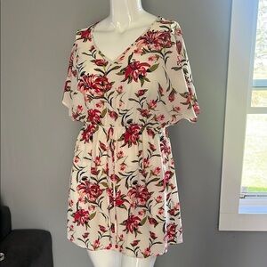 Mario Serrani Red and White Flutter Sleeve Mini Sundress